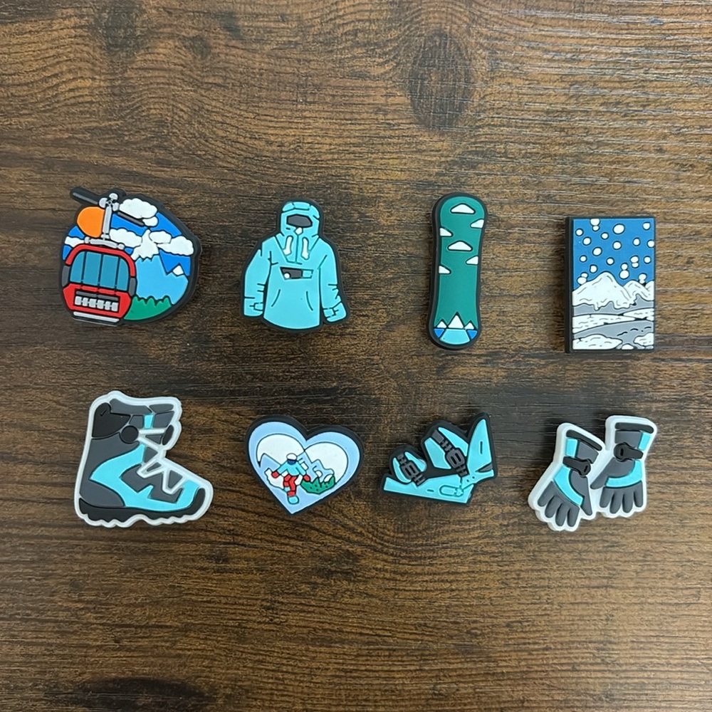 (8) Snowboard Themed Jibitz for Crocs